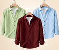 Roovam Men's Casual Shirts – Burgundy, Pista and Sky Blue | Pack of 3