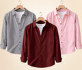 Roovam Men's Casual Shirts – Grey, Burgundy and Peach Pink | Pack of 3