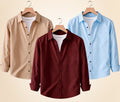 Roovam Men's Casual Shirts – Sand Beige, Burgundy and Sky Blue | Pack of 3