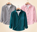 Roovam Men's Casual Shirts – Grey, Peach Pink and Teal Green | Pack of 3