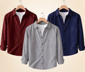 Roovam Men's Casual Shirts – Grey, Burgundy and Navy Blue | Pack of 3
