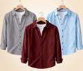 Roovam Men's Casual Shirts – Grey, Burgundy and Sky Blue | Pack of 3