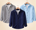 Roovam Men's Casual Shirts – Grey, Navy Blue and Sky Blue | Pack of 3