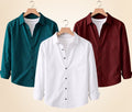 Roovam Men's Casual Shirts – Burgundy, Teal Green and White | Pack of 3