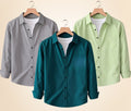 Roovam Men's Casual Shirts – Grey, Pista and Teal Green | Pack of 3