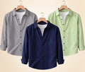 Roovam Men's Casual Shirts – Grey, Navy Blue and Pista | Pack of 3