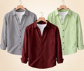 Roovam Men's Casual Shirts – Grey, Burgundy and Pista | Pack of 3