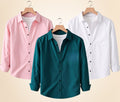 Roovam Men's Casual Shirts – Peach Pink, Teal Green and White | Pack of 3