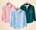Roovam Men's Casual Shirts – Peach Pink, Sky Blue and Teal Green | Pack of 3